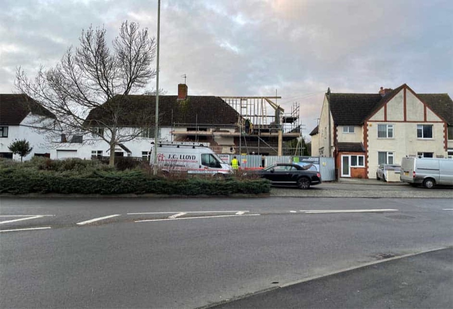 The street at Cold Pool Lane during the build