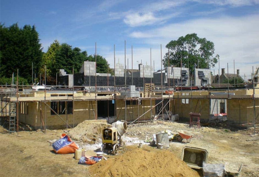 The Evenlode plot with the footings in and the blockwork started