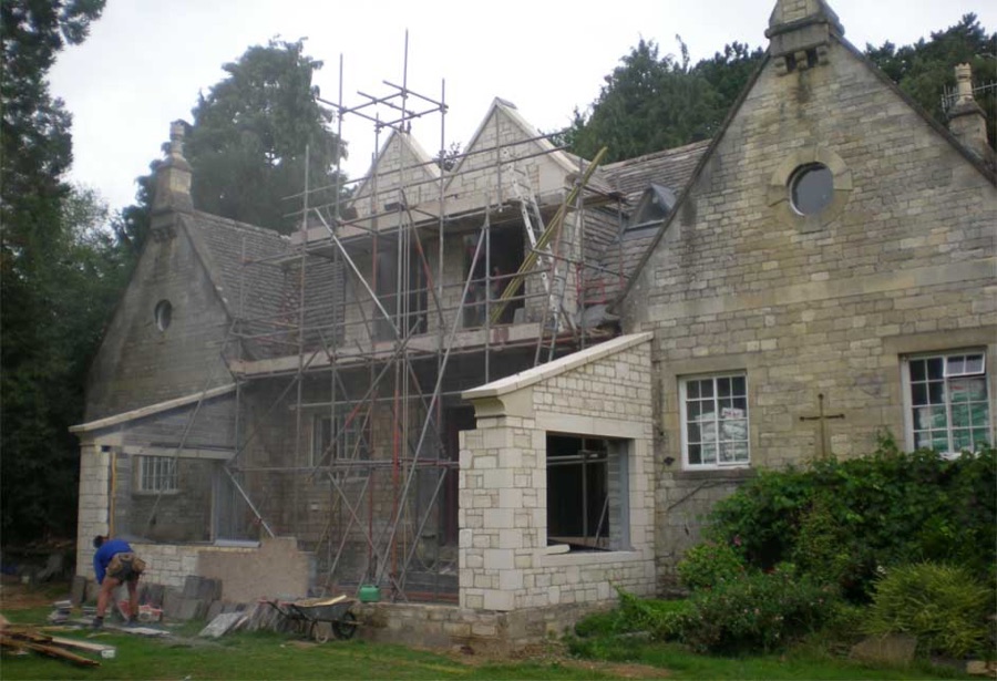 Scaffolding on a house