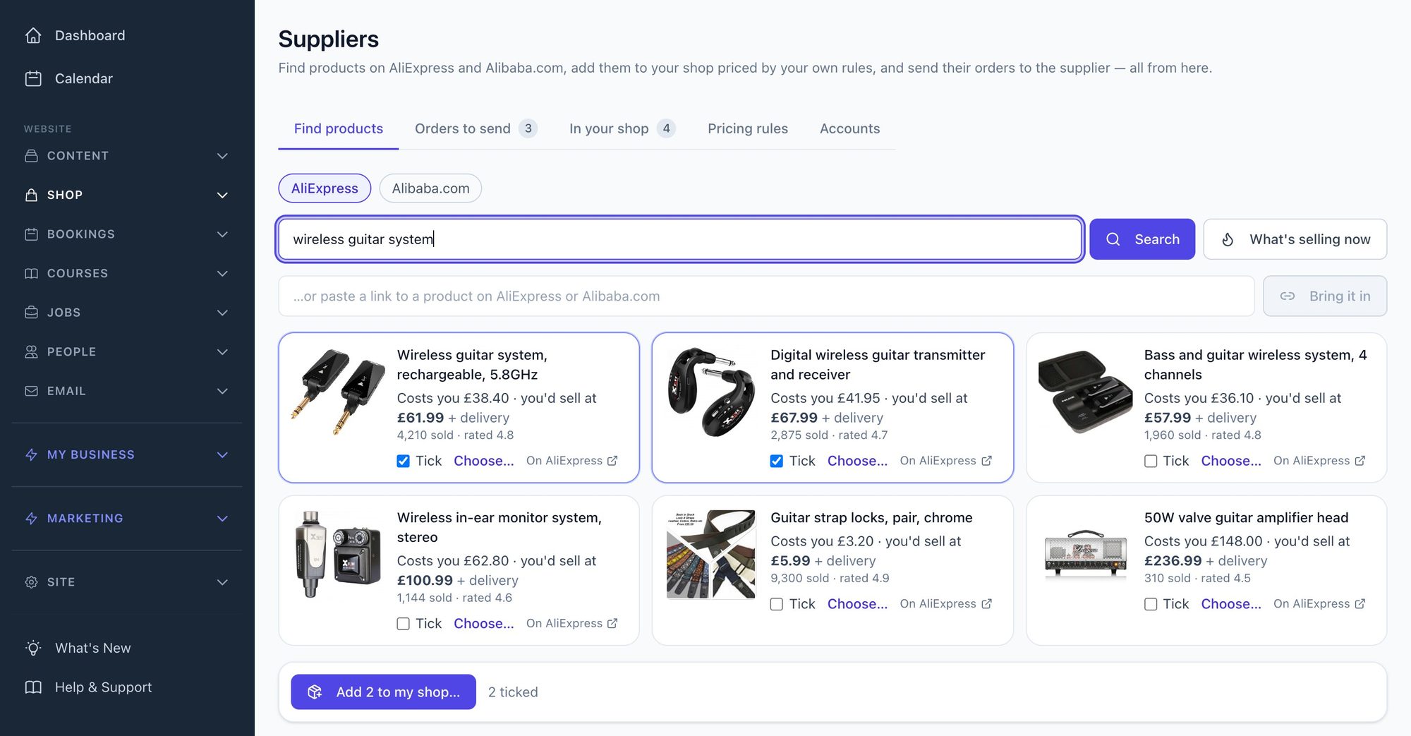 The finding products for your dropshipping business screen in the Mediatopia CMS
