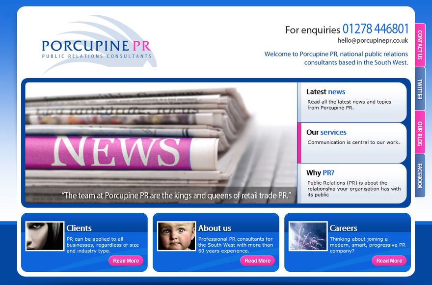 Porcupine PR — website designed by Mediatopia