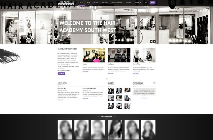 Hair Academy South West — website designed by Mediatopia