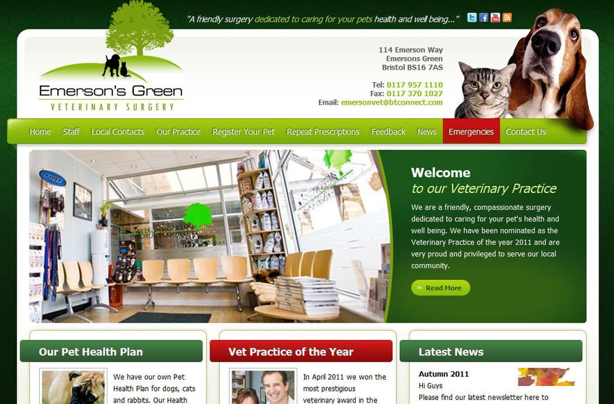 Emerson's Green Veterinary Surgery — website designed by Mediatopia