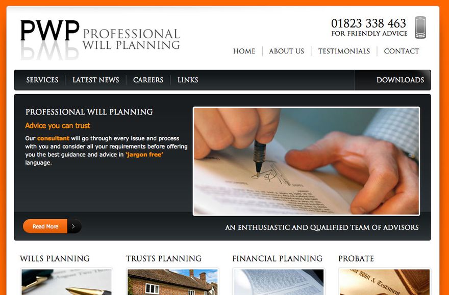 PWP Professional Will Planning — website designed by Mediatopia