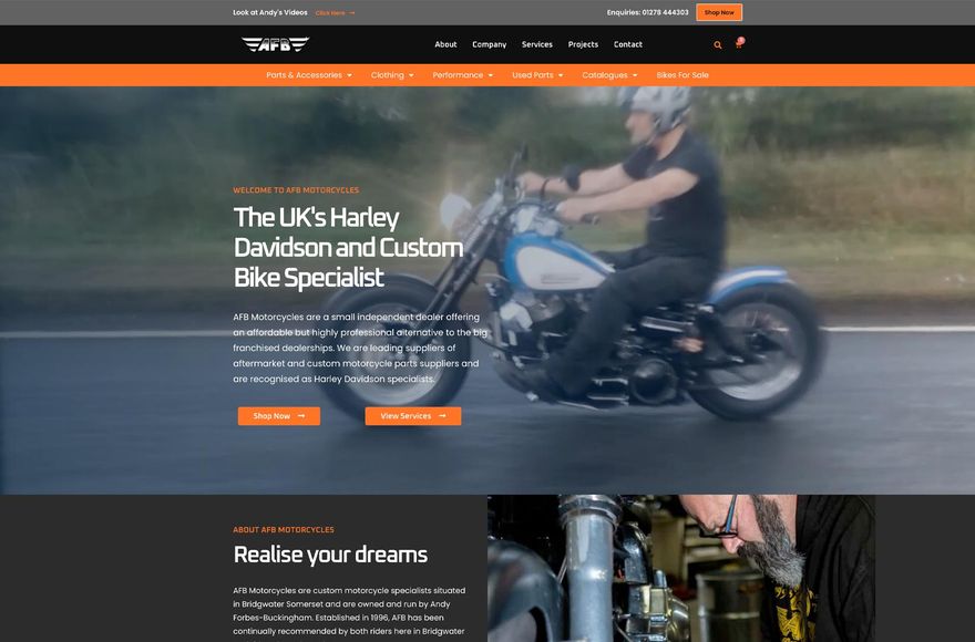 AFB Motorcycles — website designed by Mediatopia