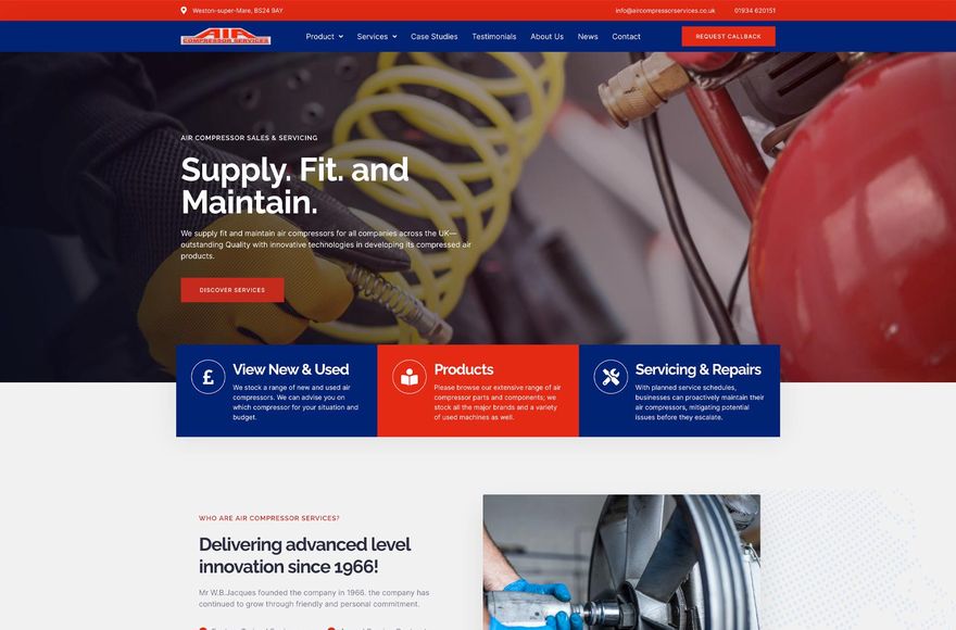 Air Compressor Services — website designed by Mediatopia