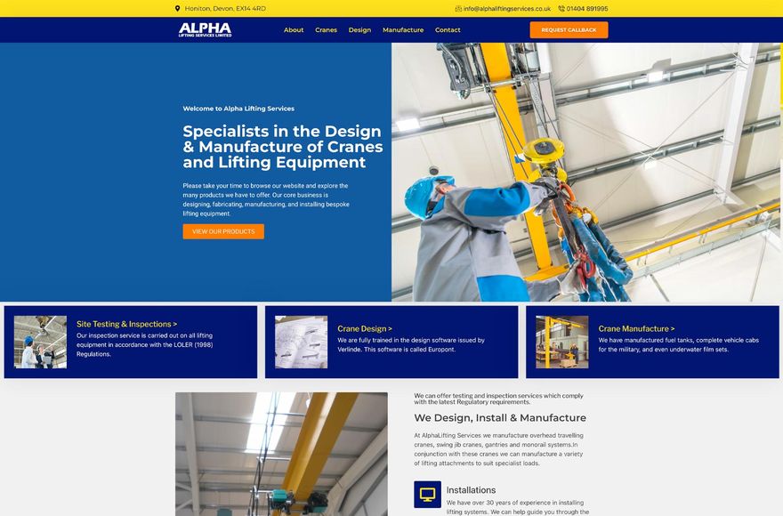Alpha Lifting Services — website designed by Mediatopia