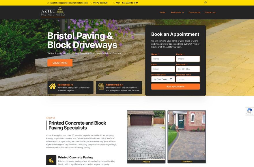 Aztec Paving — website designed by Mediatopia