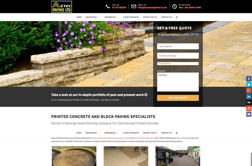Aztec Paving — website designed by Mediatopia