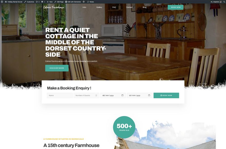 Colmer Farmhouse — website designed by Mediatopia