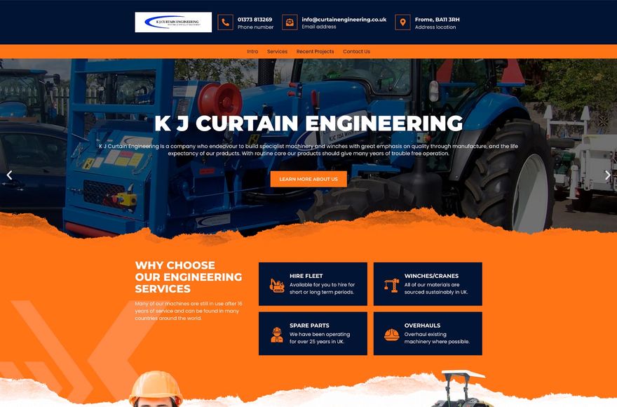 KJ Curtain Engineering — website designed by Mediatopia