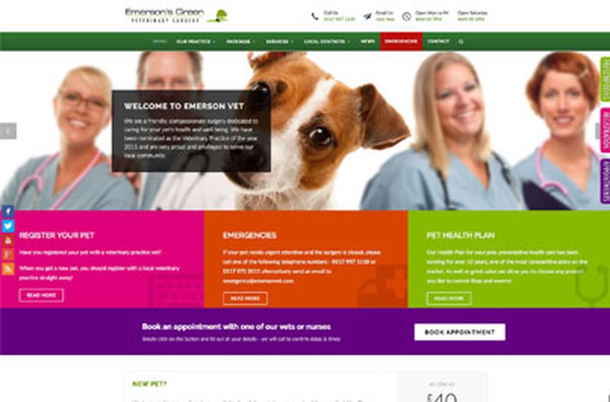Emerson's Green Veterinary Surgery — website designed by Mediatopia