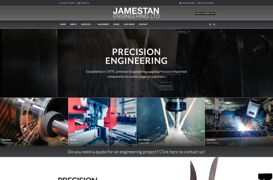 Jamestan Engineering — website designed by Mediatopia