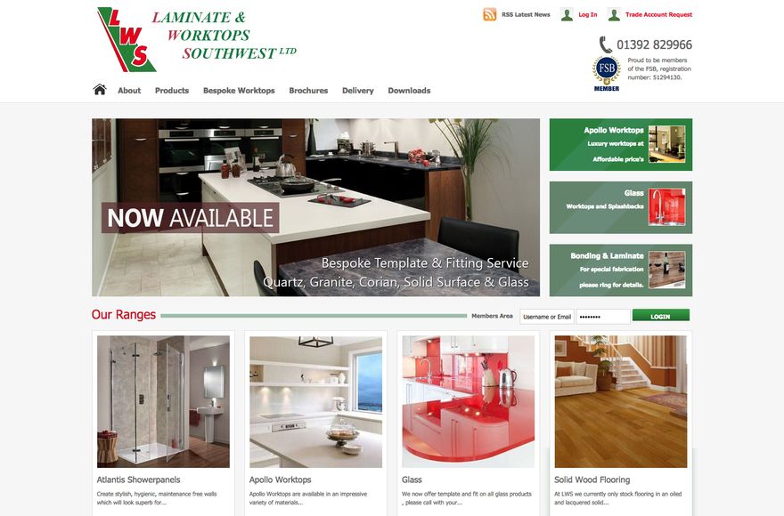 Laminate & Worktops Southwest — website designed by Mediatopia