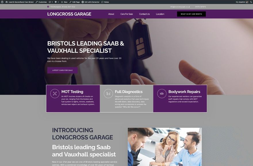 Longcross Garage — website designed by Mediatopia