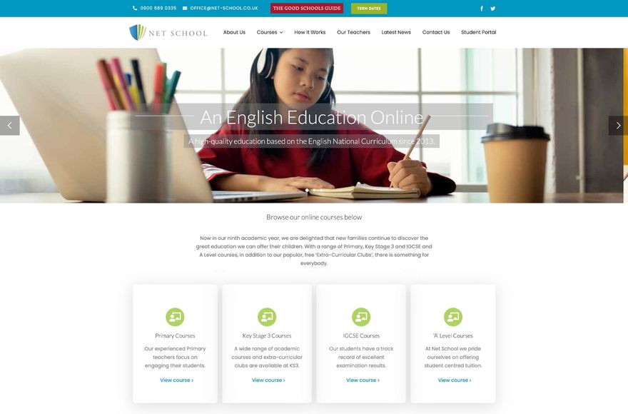 Net School — website designed by Mediatopia