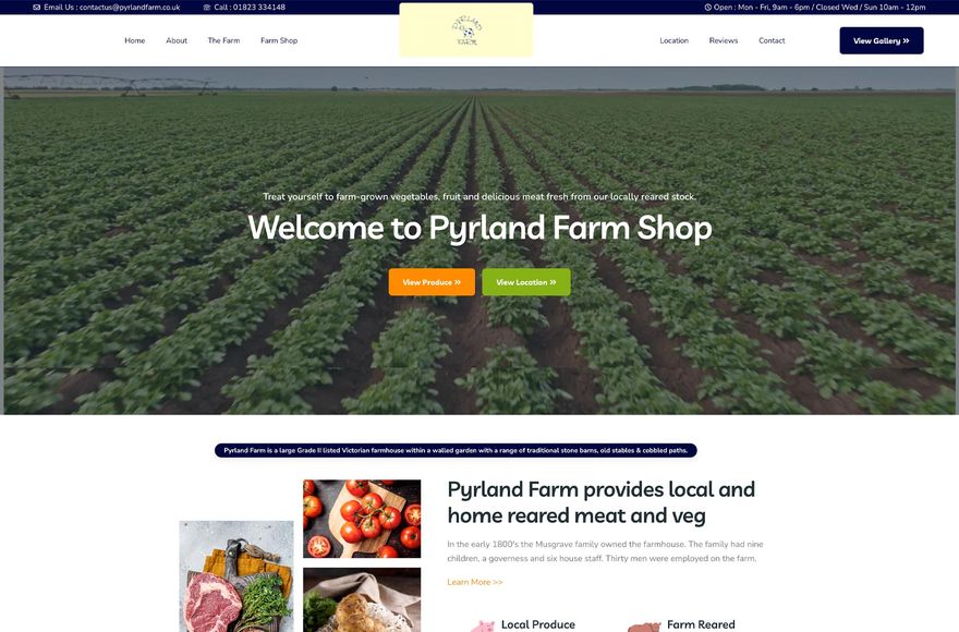 Pyrland Farm Shop — website designed by Mediatopia
