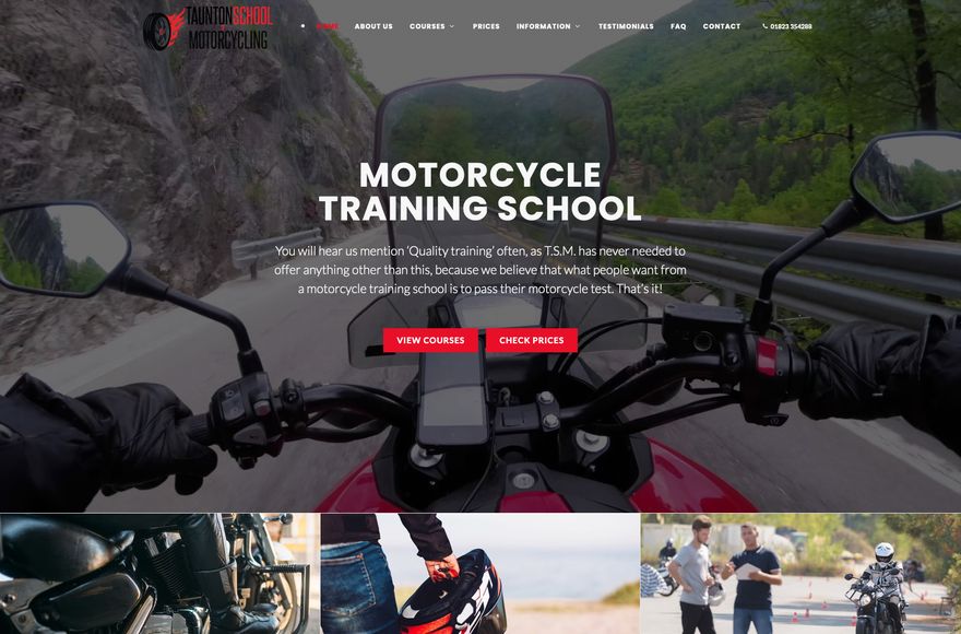 Taunton School of Motorcycling — website designed by Mediatopia