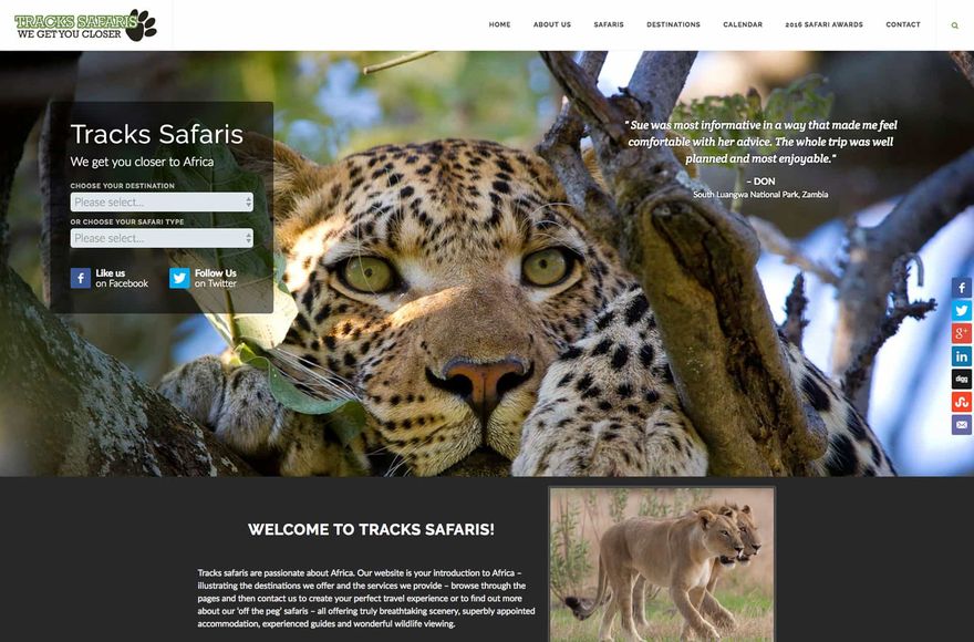 Tracks Safaris — website designed by Mediatopia