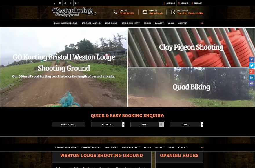 Weston Lodge Shooting Ground — website designed by Mediatopia