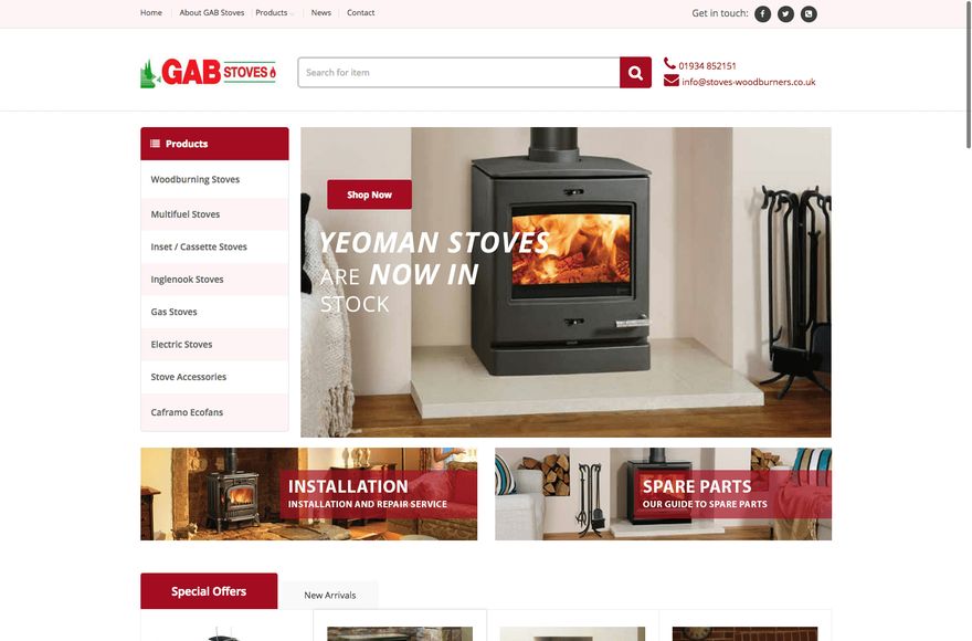 GAB Stoves — website designed by Mediatopia