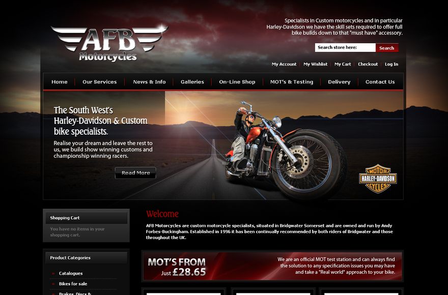 AFB Motorcycles — e-commerce website designed by Mediatopia