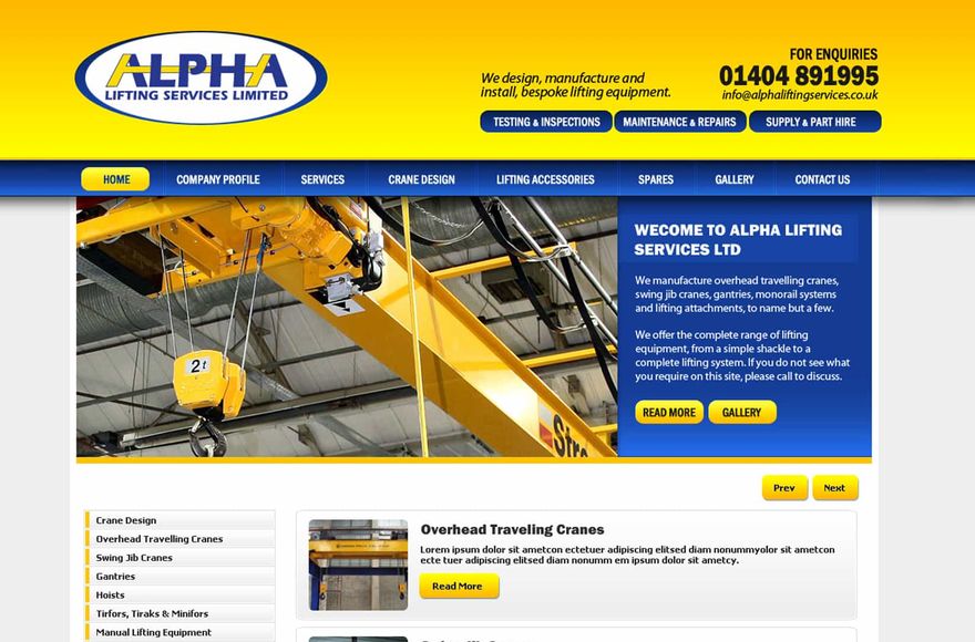 Alpha Lifting Services — e-commerce website designed by Mediatopia