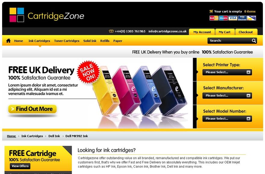 CartridgeZone — e-commerce website designed by Mediatopia