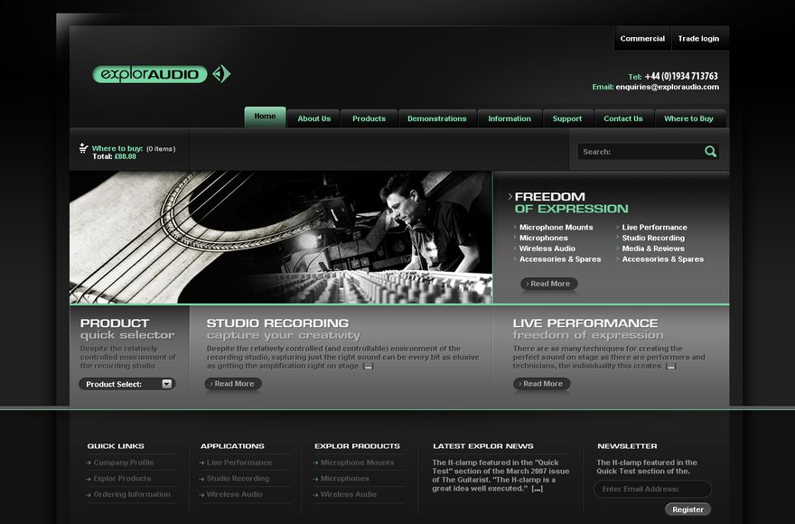 Explor Audio — e-commerce website designed by Mediatopia