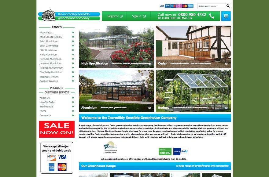 The Incredibly Sensible Greenhouse Company — e-commerce website designed by Mediatopia