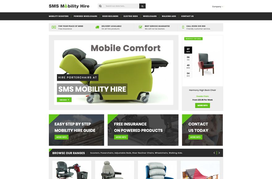 SMS Mobility Hire — e-commerce website designed by Mediatopia