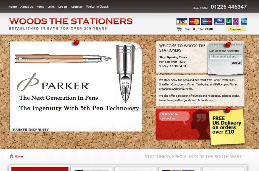 Woods the Stationers — e-commerce website designed by Mediatopia