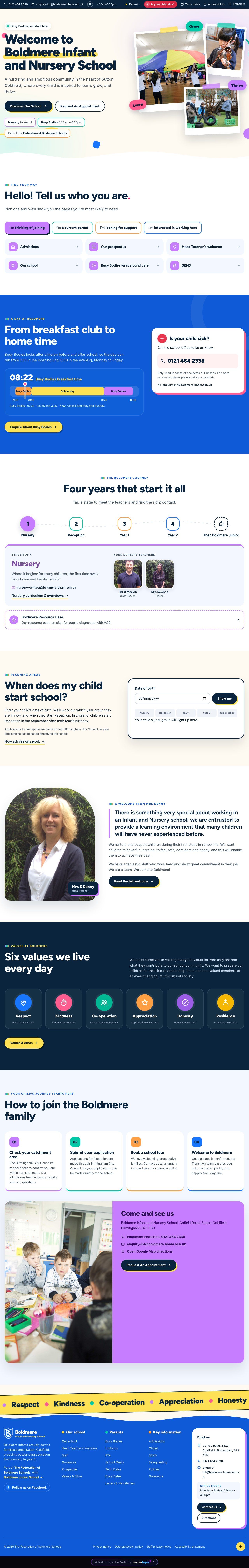 Boldmere Infant and Nursery School website designed and built by Mediatopia