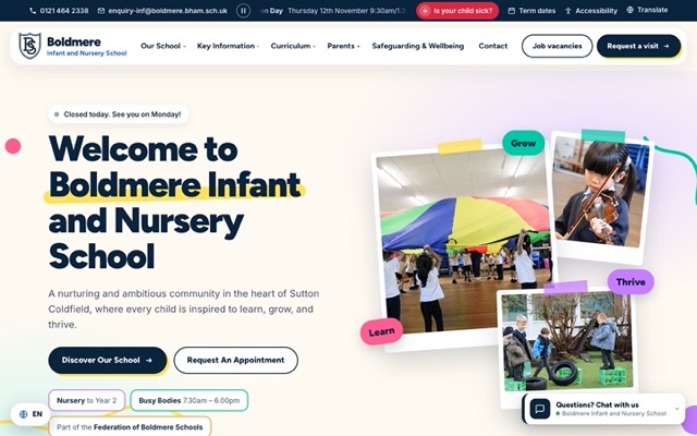 The new Boldmere Infant and Nursery School website