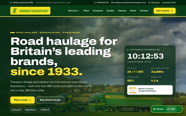 The new Sparks Transport website