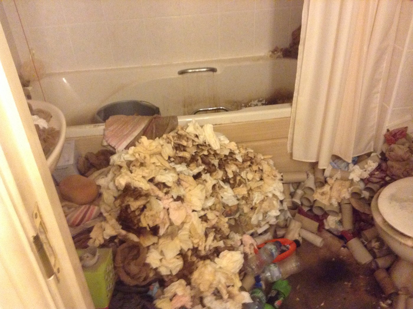 Bathroom cleared and deep cleaned — before