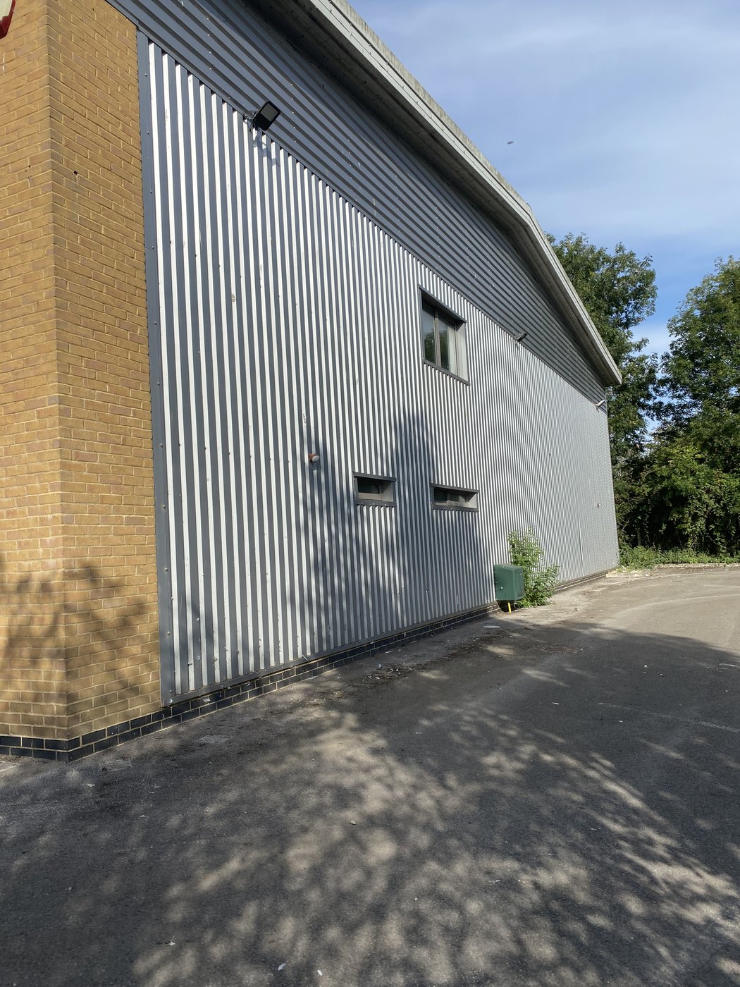 Algae washed off a clad elevation — after
