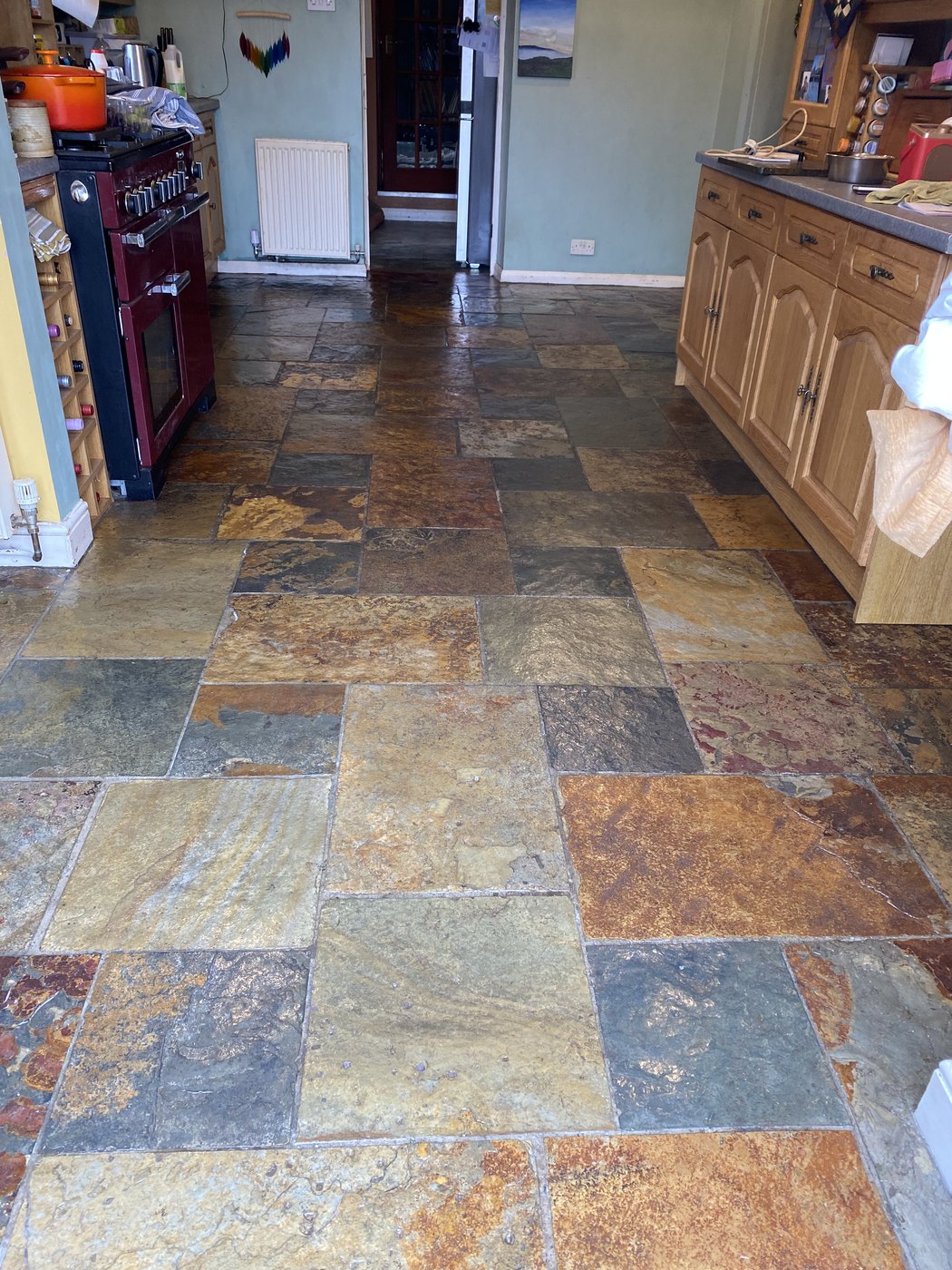 Slate floor cleaned and re-sealed — after