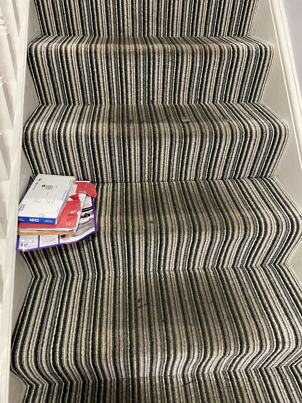 Stair carpet, cleaned through — before